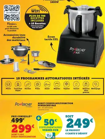 Hyper U ROBOT CUISEUR MULTIFONCTION POWERCHEF MAX Réf: SCCM2310FM Garantie 2 ans offre