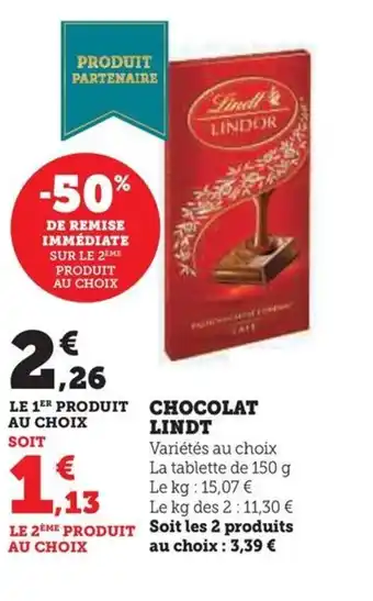 Hyper U CHOCOLAT LINDT offre