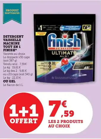 Hyper U DETERGENT VAISSELLE MACHINE TOUT EN 1 FINISH offre