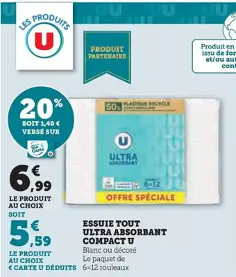 Hyper U ESSUIE TOUT ULTRA ABSORBANT COMPACT U offre