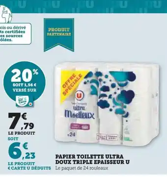 Hyper U PAPIER TOILETTE ULTRA DOUX TRIPLE EPAISSEUR U offre