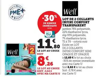 Hyper U LOT DE 2 COLLANTS INFINI CONFORT TRANSPARENT offre