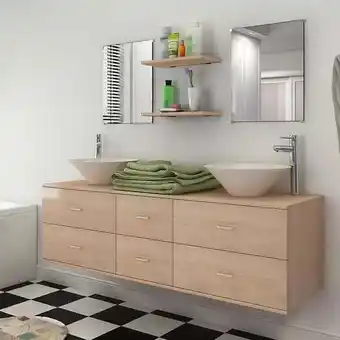 Bricorama 7 pièces de mobilier de salle de bain et lavabo beige - 272232 - beige offre