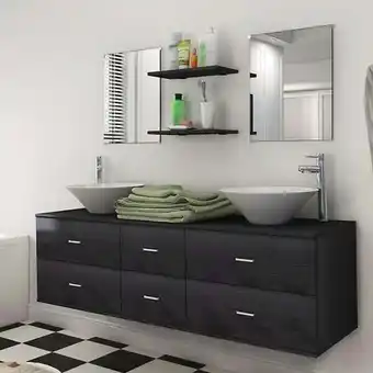 Bricorama Mobilier de salle de bain avec lavabo 7 pcs noir - noir offre