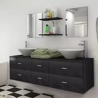 Bricorama Neuf pièces pour salle de bains avec lavabo et robinet noir - noir offre