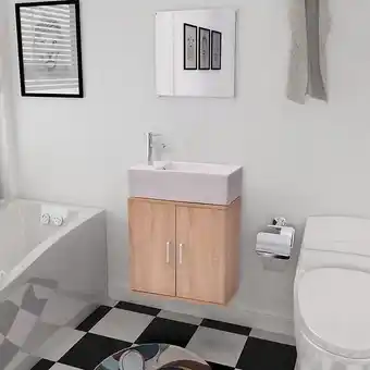 Meubles de salle de bains trois pièces beige - 272228 - beige