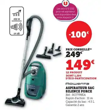 Hyper U ASPIRATEUR SAC SILENCE FORCE offre