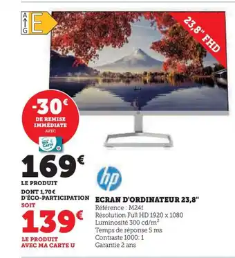 Hyper U ECRAN D'ORDINATEUR 23,8" offre