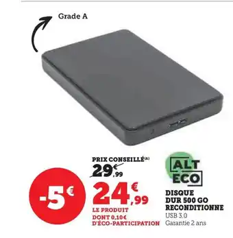 Hyper U DISQUE DUR 500 GO RECONDITIONNE offre