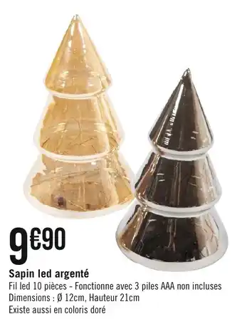 Géant Casino Sapin led argenté offre