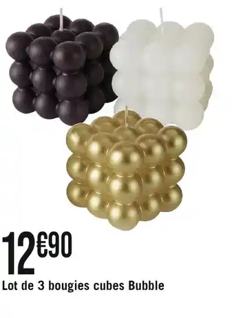 Géant Casino Lot de 3 bougies cubes Bubble offre