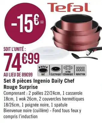 Géant Casino Set 8 pièces Ingenio Daily Chef Rouge Surprise offre