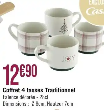 Géant Casino Coffret 4 tasses Traditionnel offre