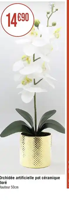Géant Casino Orchidée artificielle pot céramique doré offre