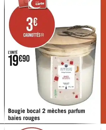 Bougie bocal 2 mèches parfum baies rouges