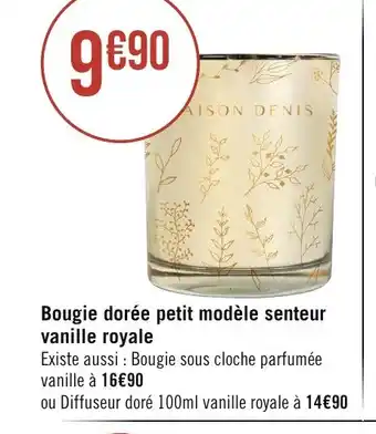 Géant Casino Bougie dorée petit modèle senteur vanille royale offre