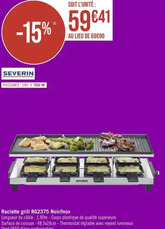 Géant Casino Raclette grill RG2375 Noir/Inox offre