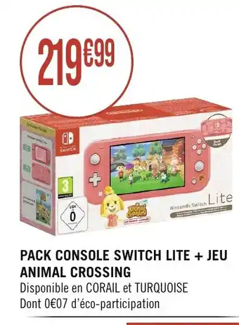 PACK CONSOLE SWITCH LITE + JEU ANIMAL CROSSING