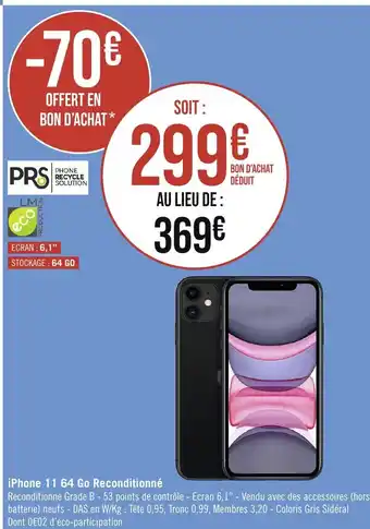 iPhone 11 64 Go Reconditionné