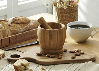 Mortier + pilon en acacia