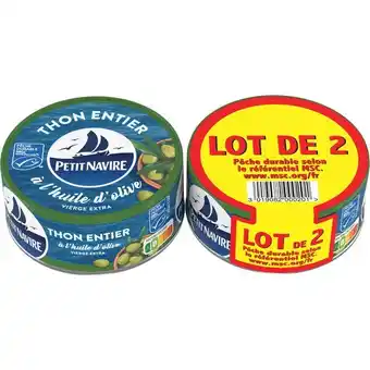 Carrefour Petit navire thon entier à l'huile d'olive offre