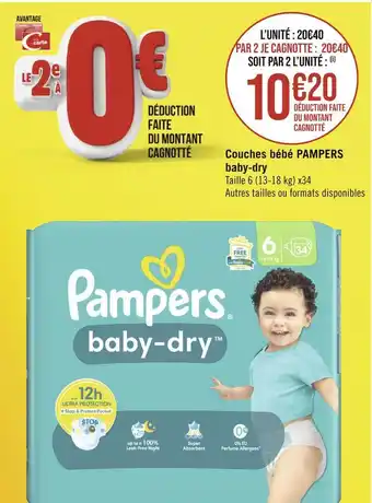 Casino Supermarchés Pampers couches bébé baby-dry offre