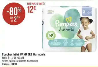 Casino Supermarchés Pampers couches bébé harmonie offre