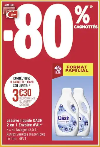 Casino Supermarchés Dash lessive liquide 2 en 1 envolée d’air offre