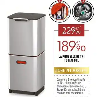 Joseph joseph la poubelle de tri totem 40âl