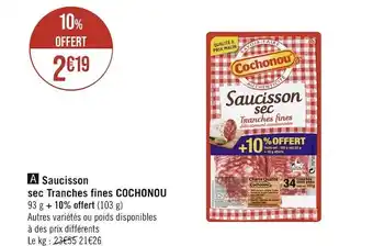 Cochonou saucisson sec tranches fines