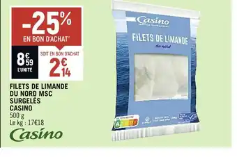Spar Casino filets de limande du nord msc surgelés offre