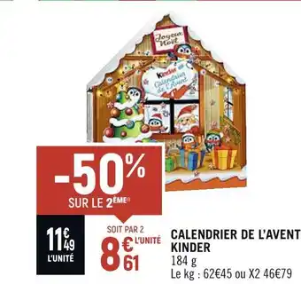 Spar Kinder calendrier de l’avent offre