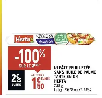 Spar Herta pâte feuilletée sans huile de palme tarte en or offre