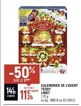 Petit Casino Lindt calendrier de l’avent teddy offre