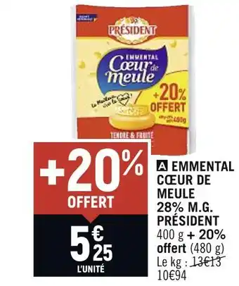 Spar Président emmental cœur de meule 28% m.g offre