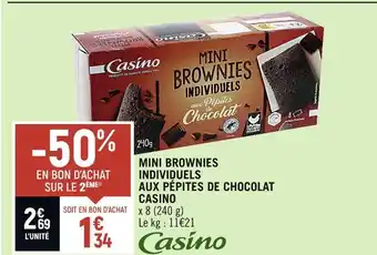 Petit Casino Casino mini brownies individuels aux pépites de chocolat offre