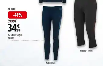 Intersport Odlo bas thermique offre