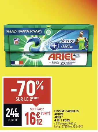 Spar Ariel lessive capsules active * 4 in 1 pods offre
