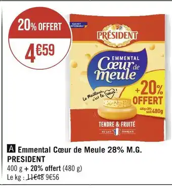 President emmental cœur de meule 28% m.g