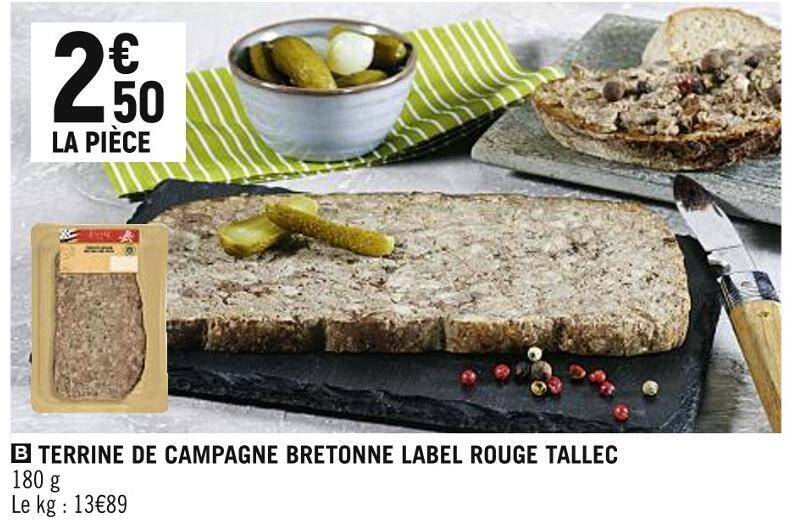 Promo Tallec terrine de campagne bretonne label rouge chez Spar