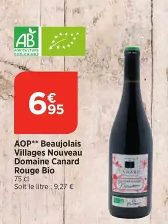AOP Beaujolais Villages Nouveau Domaine Canard Rouge Bio
