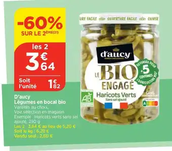 Bi1 D'aucy Légumes en bocal bio offre