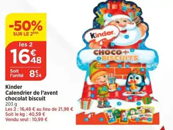Bi1 Kinder Calendrier de l'avent chocolat biscuit offre