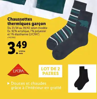 Lidl Lycra chaussettes thermiques garçon offre