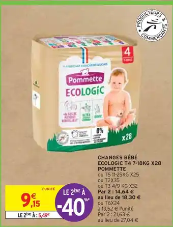 Intermarché Pommette changes bébé ecologic t4 7-18kg x28 offre