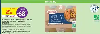 Babybio pot bonne nuit carotte des landes butternut riz de camargue