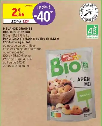 Intermarché Bouton d'or mélange graines bio offre