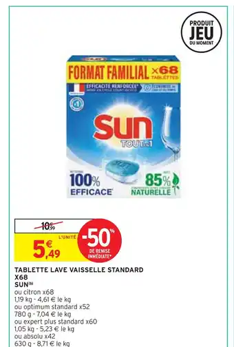 Intermarché Sun tablettes lave vaisselle standard x68 (b) offre