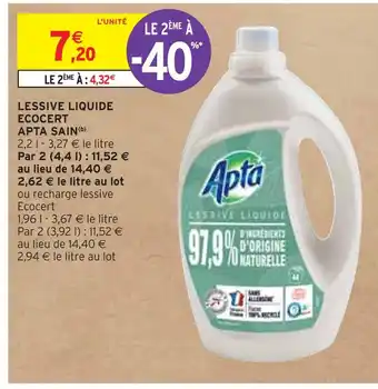Intermarché Apta sain lessive liquide ecocert(b) offre