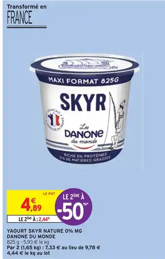 Intermarché Danone du monde yaourt skyr nature 0% mg offre